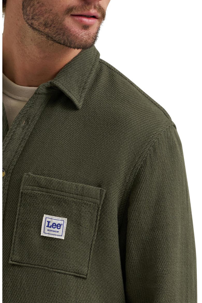 Cotton Button-Up Overshirt, Alternate, color, OAK MOSS