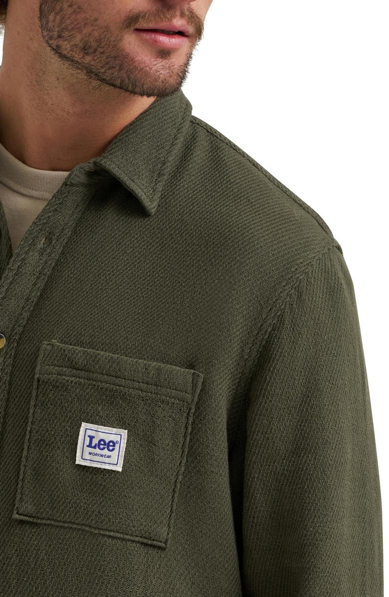 Lee Cotton Button-Up Overshirt, Alternate, color, Oak Moss