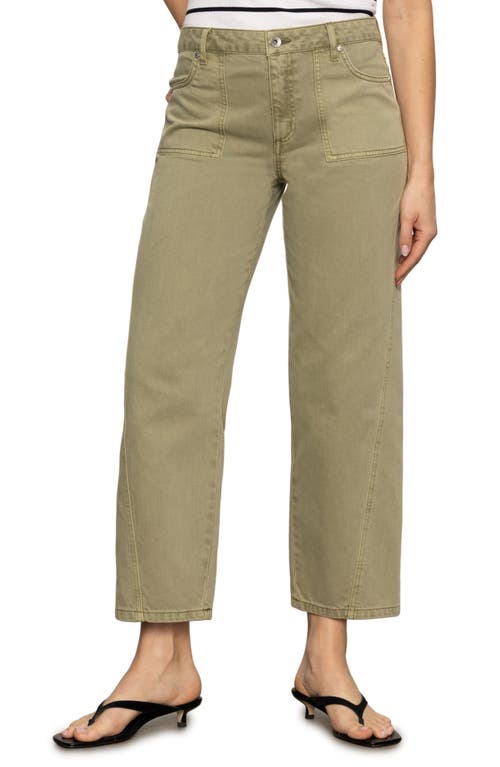 Sanctuary District High Waist Barrel Leg Ankle Jeans In Green