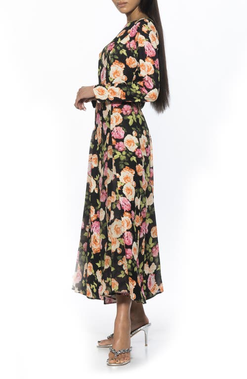 Alexia Admor Elodie Floral Long Sleeve Maxi Dress In Black Floral
