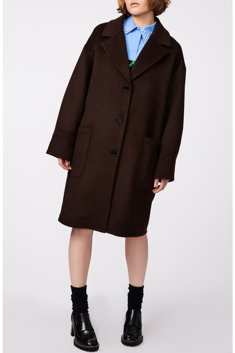 Notched Collar Longline Coat, Alternate, color, ESPRESSO