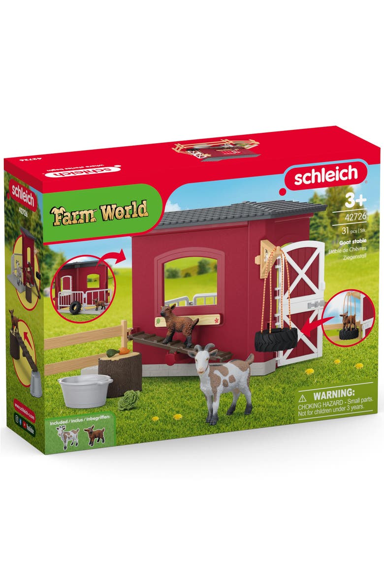 Farm World, Goat Stable,31 Piece Playset, 2 Animal Figures, Kids 3+, Main, color, Multicolored