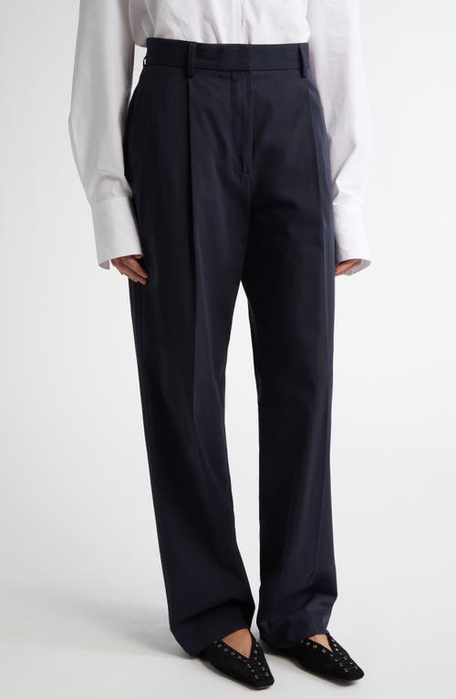 Totême Toteme Pleated Straight Leg Trousers In Nightfall