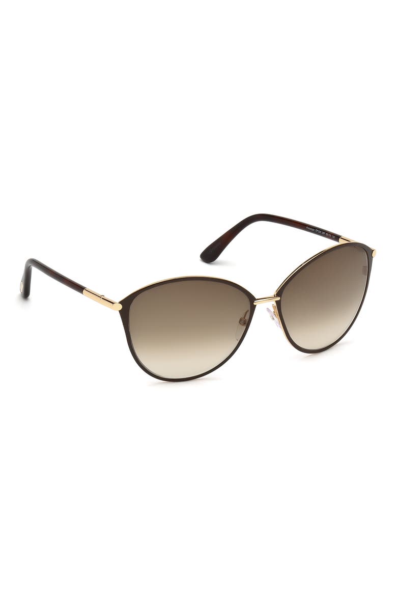 Penelope 59mm Gradient Cat Eye Sunglasses, Alternate, color, SHINY ROSE GOLD/ DARK BROWN
