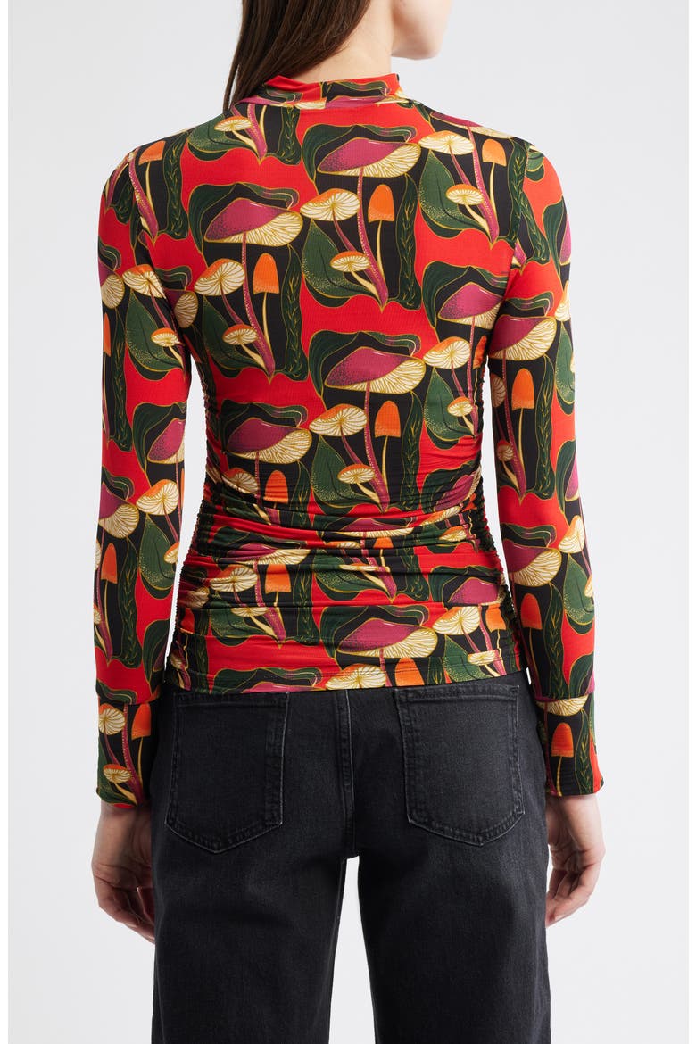 Wild Mushrooms Long Sleeve Mock Neck Jersey Top, Alternate, color, BLACK