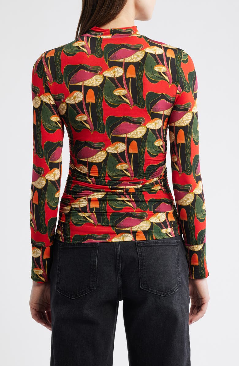 FARM Rio Wild Mushrooms Long Sleeve Mock Neck Jersey Top, Alternate, color, Black