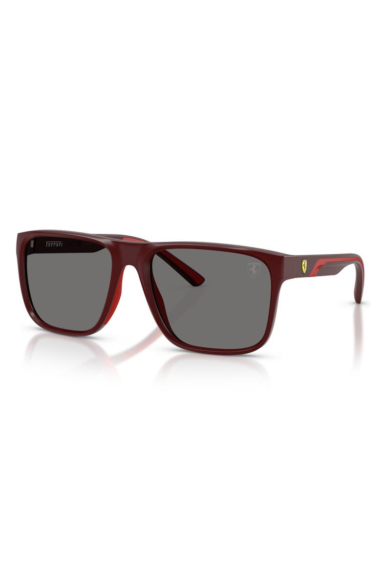 Scuderia Ferrari 59mm Polarized Square Sunglasses, Alternate, color, Bordeaux Matte / Polar Grey