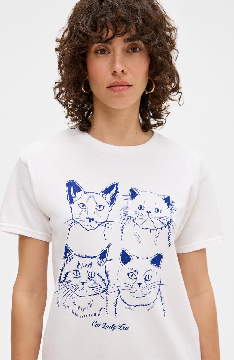 BDG Urban Outfitters Cat Lady Relaxed Graphic T-Shirt, Alternate, color, White