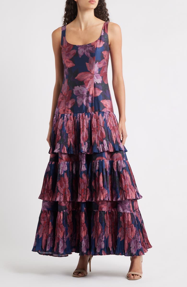 Hutch Luna Floral Print Sleeveless Dress, Main, color, Navy Vintage Upholstery Floral