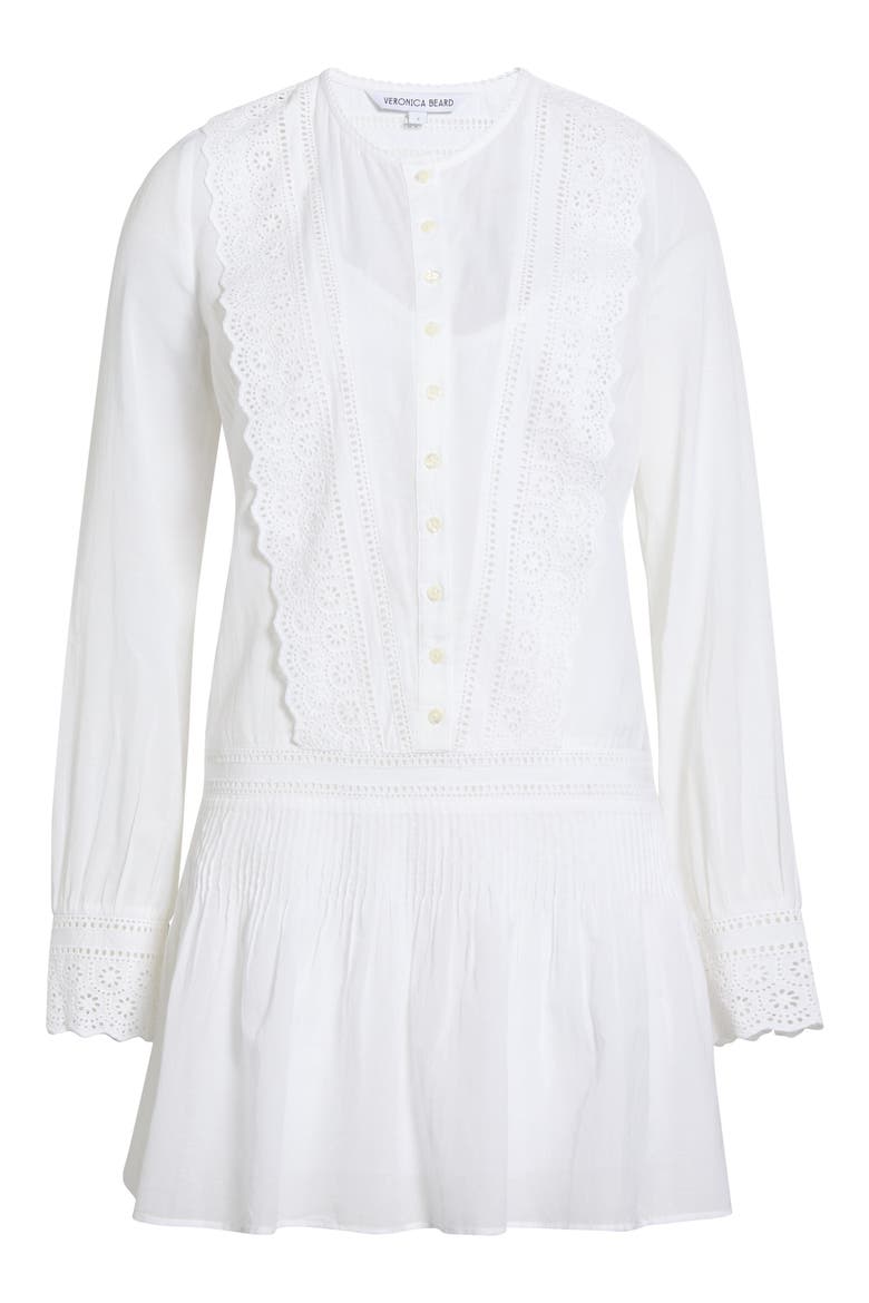 Marguerite Embroidered Eyelet Long Sleeve Dress, Alternate, color, WHITE