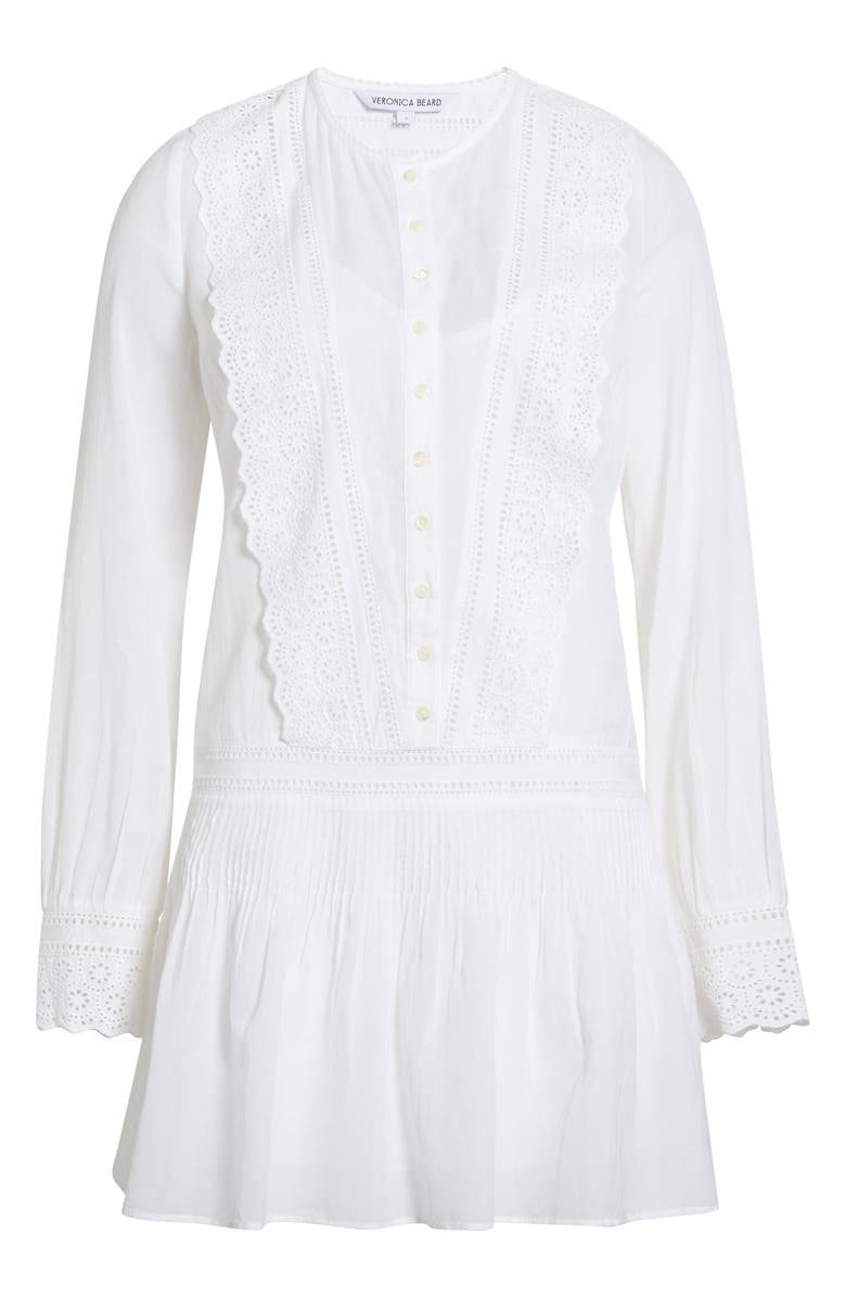 Veronica Beard Marguerite Embroidered Eyelet Long Sleeve Dress, Main, color, White