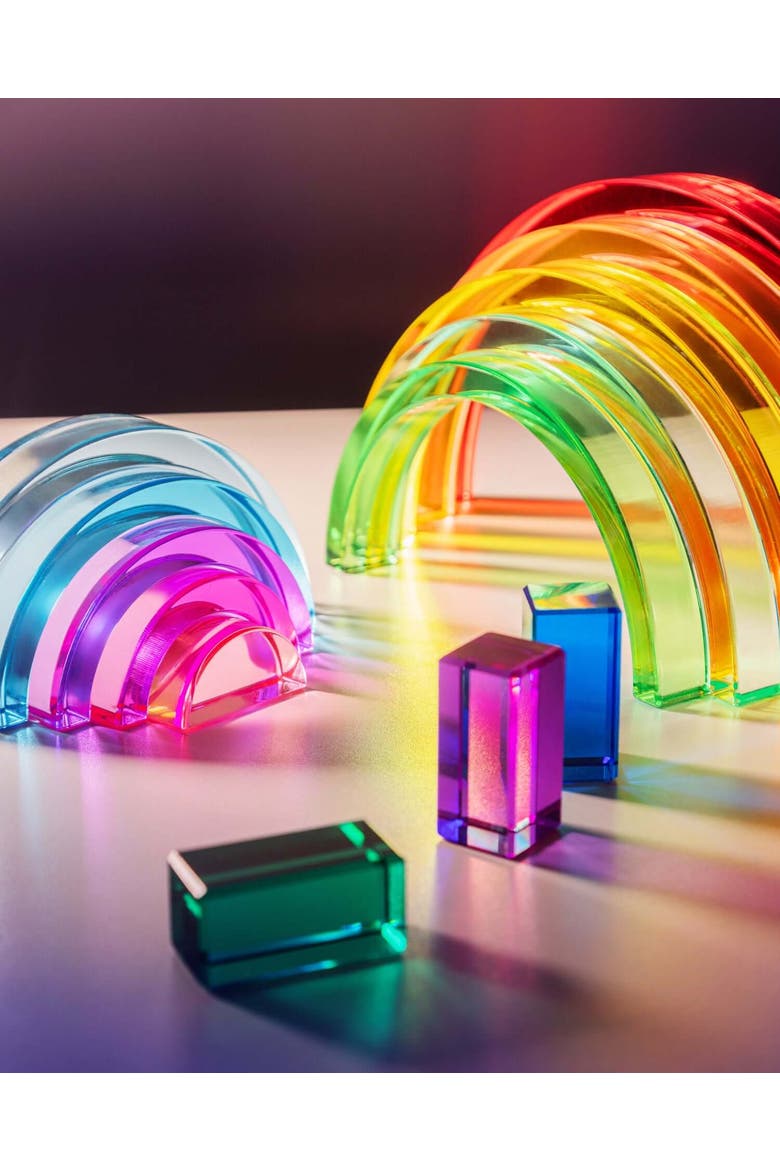 Lucid Translucent Acrylic Rainbow Stacking Arches - 10 Pieces, Alternate, color, Rainbow