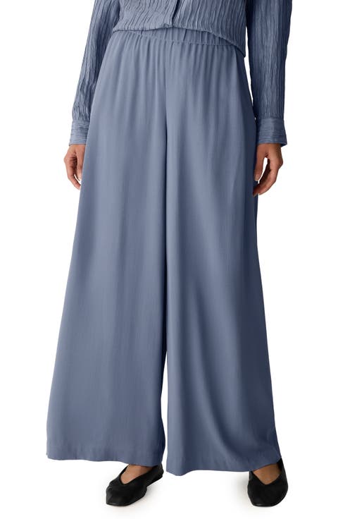 Pull-On Satin Wide Leg Pants