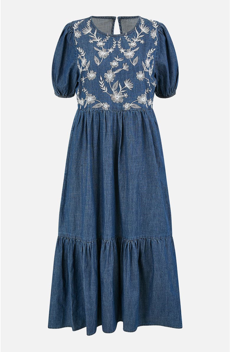 Yumi Floral Embroidered Puff Sleeve Dress, Alternate, color, Blue