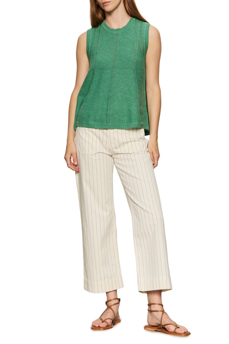 The Marine Stripe Crop Wide Leg Jeans, Alternate, color, BLEACHED WHITE PINSTRIPE