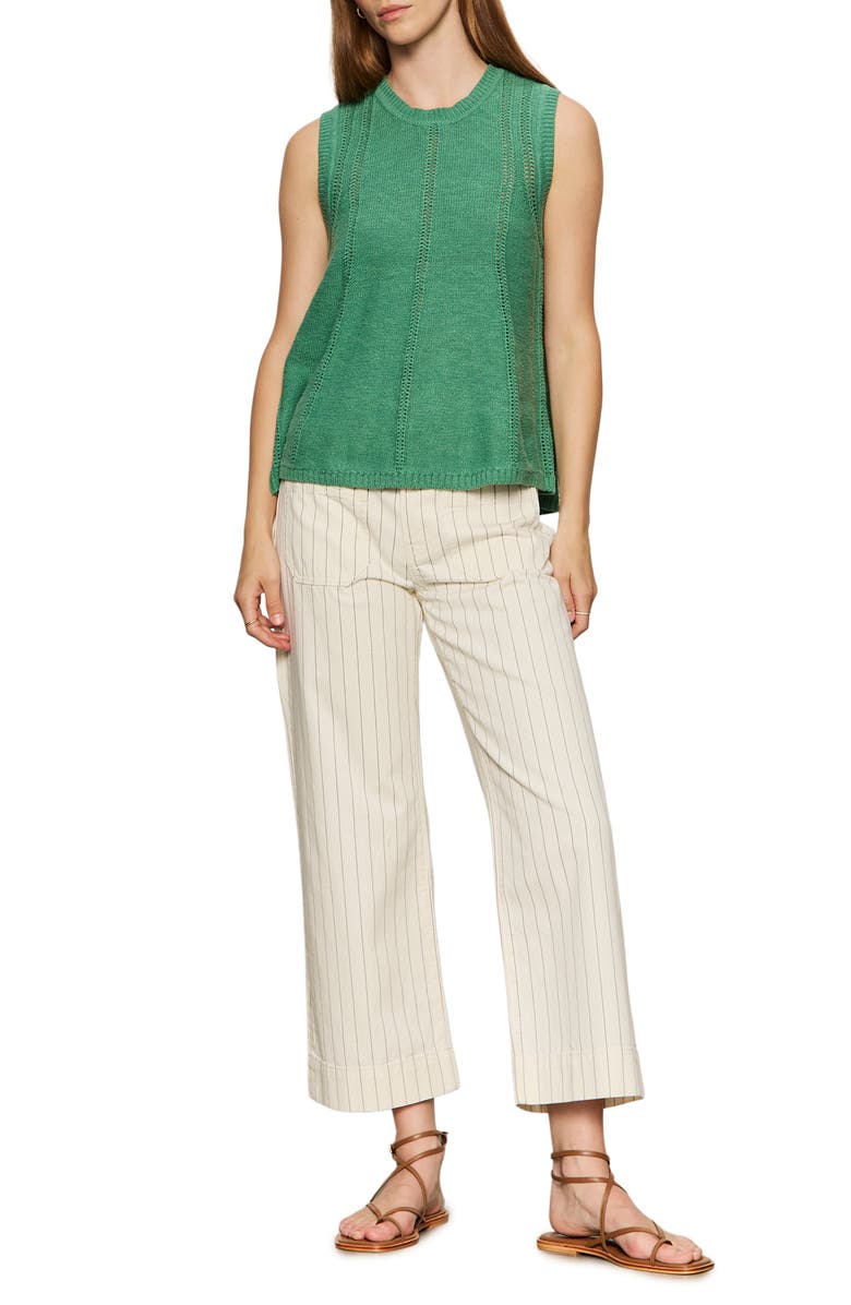 Sanctuary The Marine Stripe Crop Wide Leg Jeans, Alternate, color, Bleached White Pinstripe