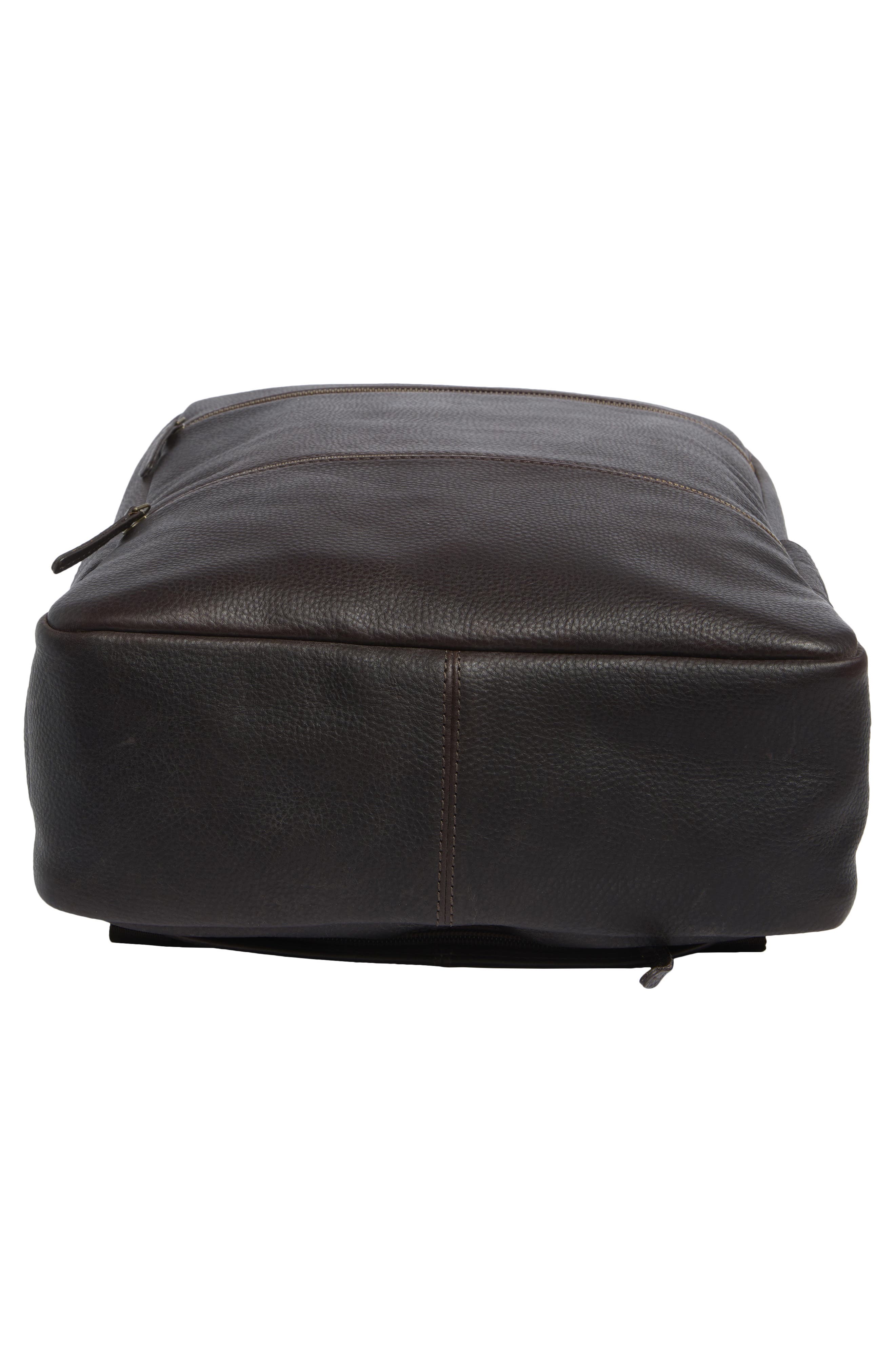 Johnston & Murphy Pebble Leather Backpack, Alternate, color, Dark Brown