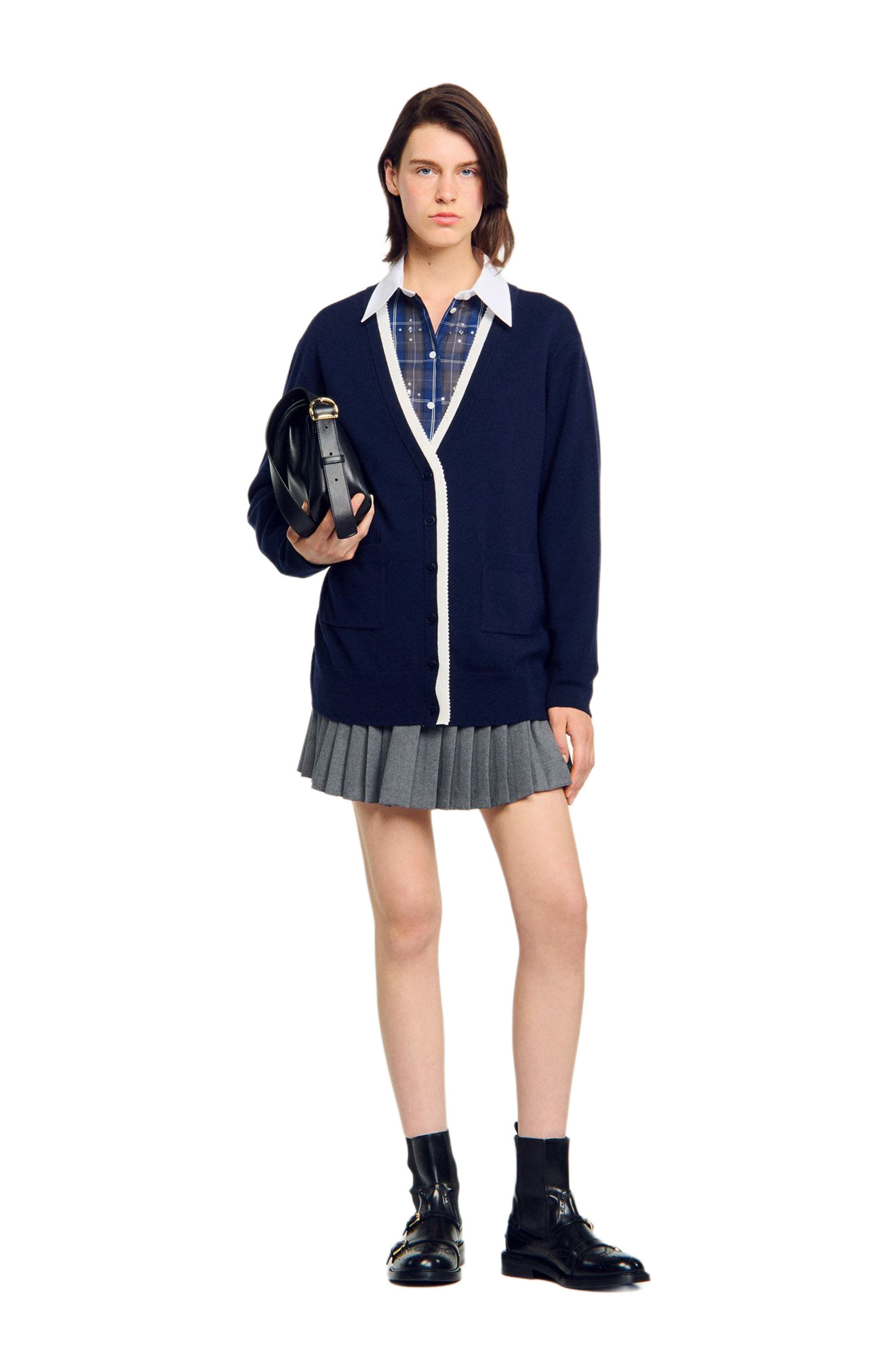 Long two-tone cardigan