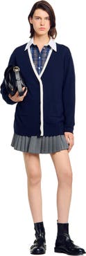 SANDRO Long two-tone cardigan