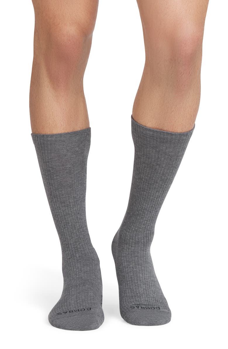 Bombas Rib Calf Socks, Alternate, color, Grey Heather
