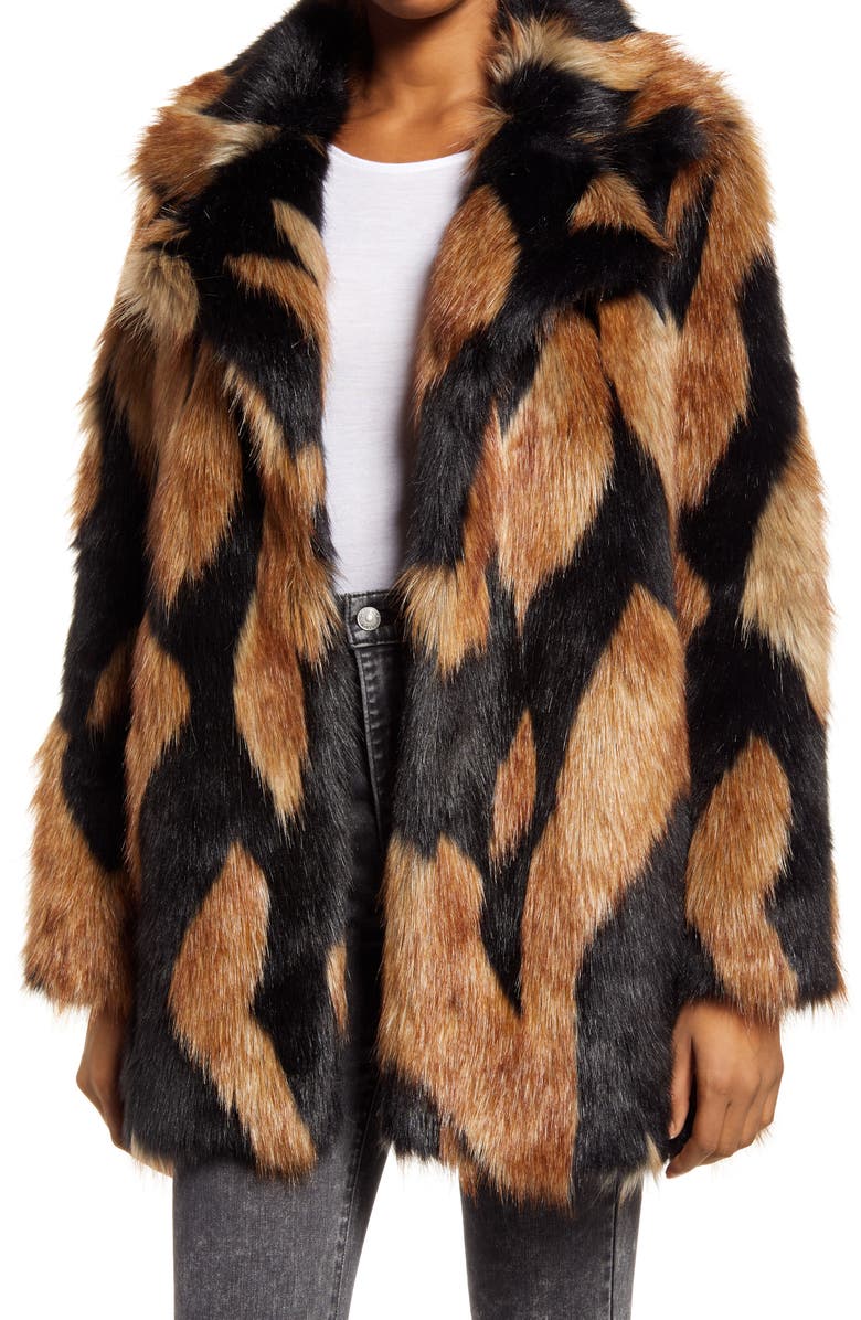 Seven Chevron Oversize Faux Fur Coat, Main, color, 