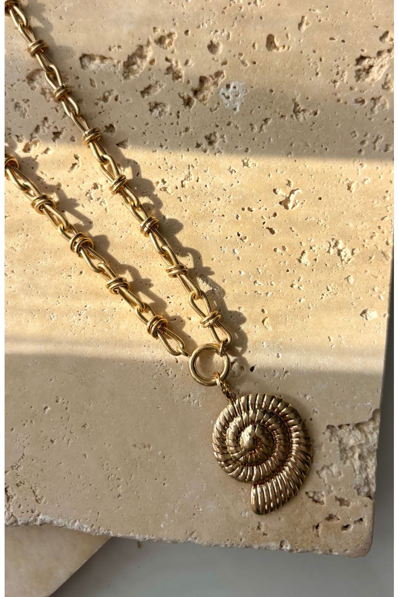 Textured Shell Pendant Necklace, Alternate, color, GOLD