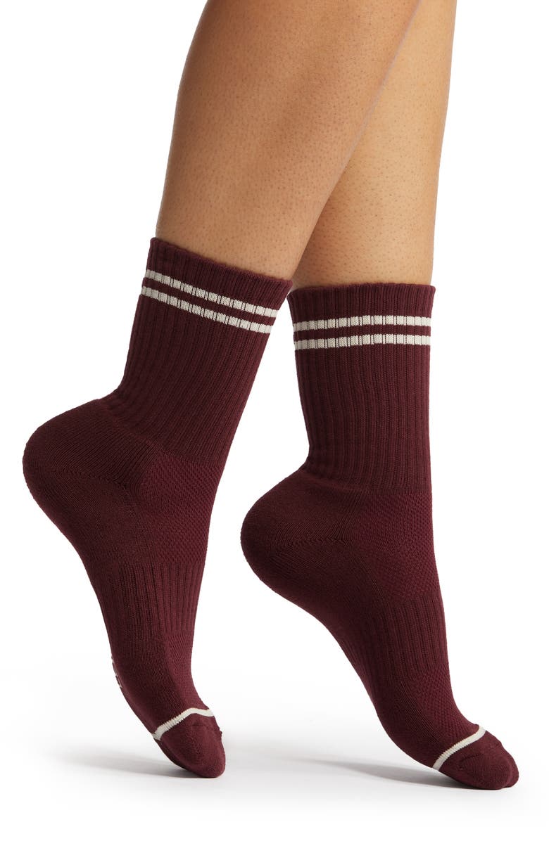 Le Bon Shoppe Boyfriend Stripe Cotton Blend Rib Crew Socks, Main, color, 