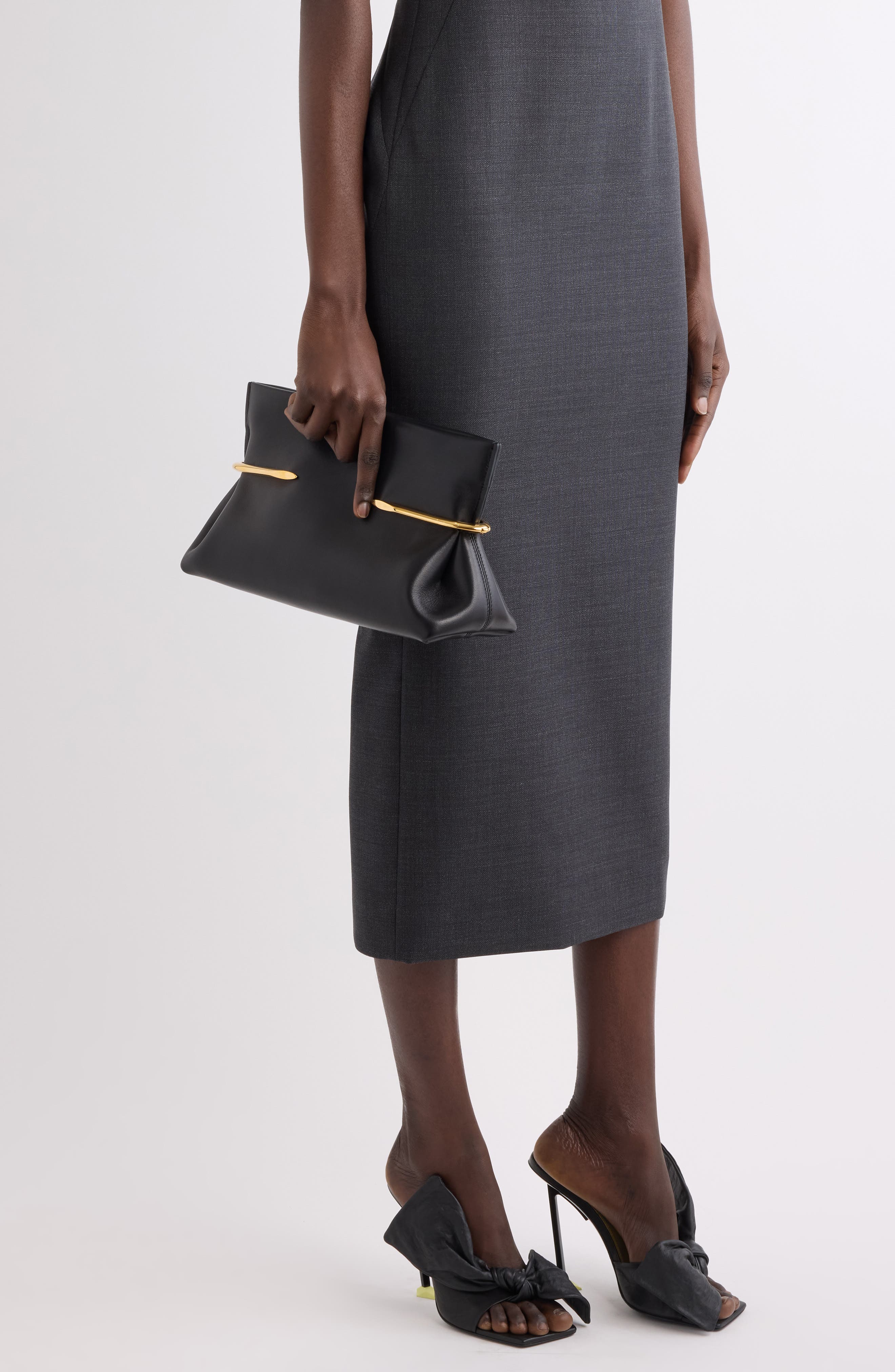 Givenchy Pinch Soft Leather Clutch, Alternate, color, Black