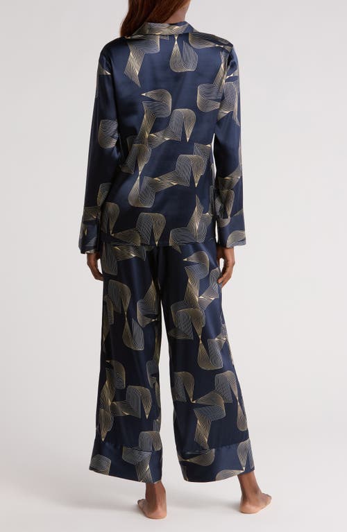 Nordstrom Tailored Stretch Silk Pajamas In Blue