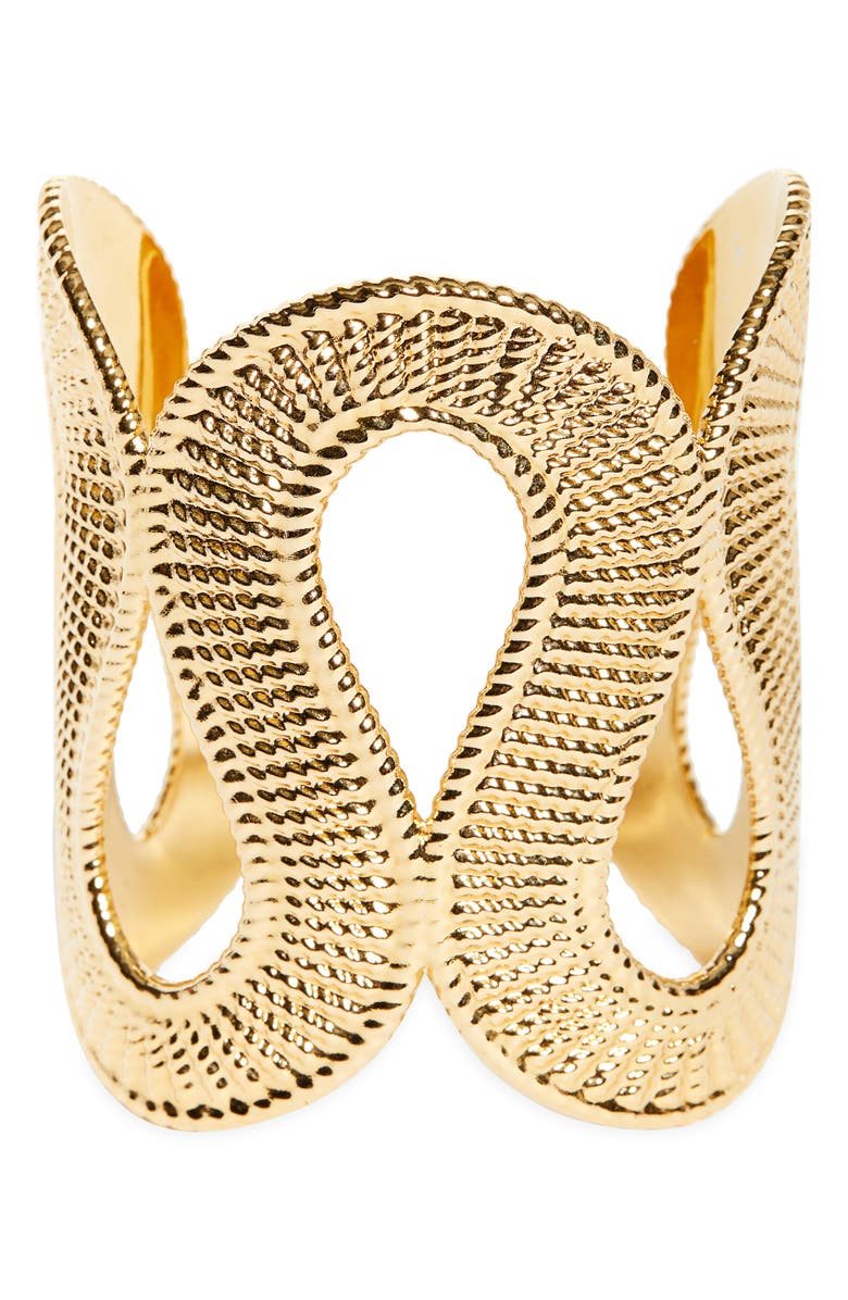 Carolina Herrera Geometric Cuff Bracelet, Main, color, Gold