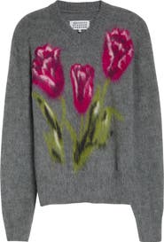 Maison Margiela Floral Brushed Wool & Alpaca Blend Sweater