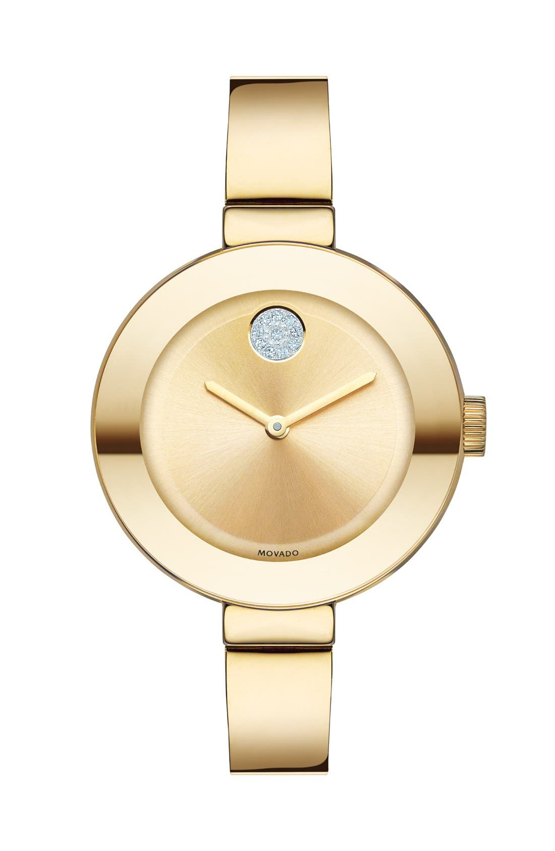 Movado 'Bold' Crystal Accent Bangle Watch, 34mm in Gold 
