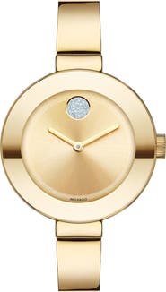 Movado 'Bold' Crystal Accent Bangle Watch, 34mm