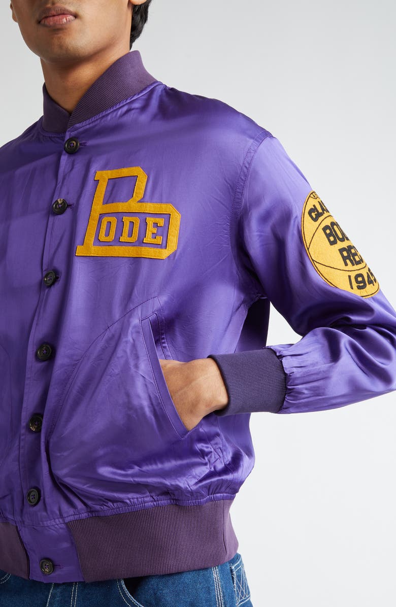 Bode Athlete's Rally Jacket, Alternate, color, Purple Multi