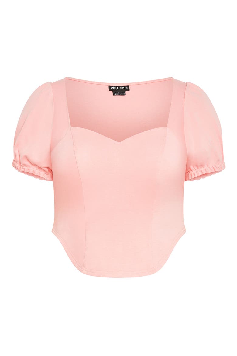 Puff Sleeve Corset Top, Main, color, SUGAR