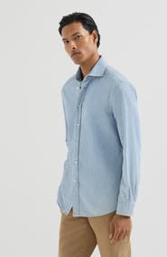 Brunello Cucinelli Lightweight denim shirt with spread collar