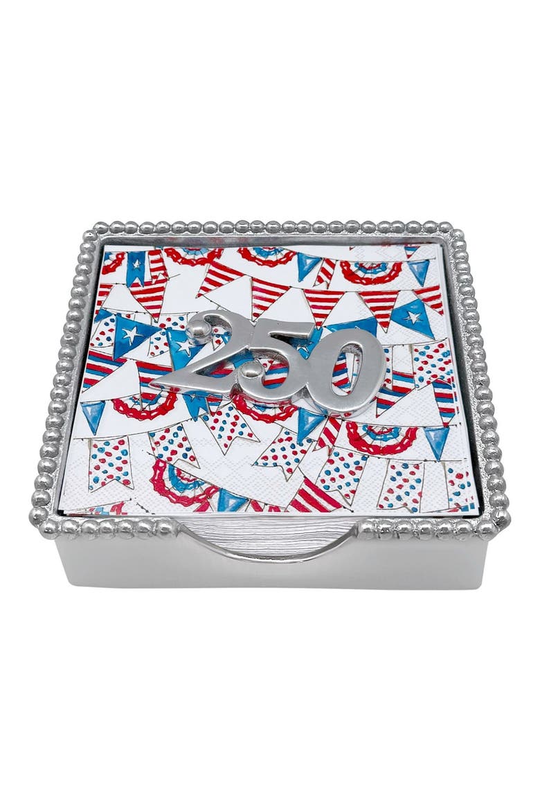250 Beaded Napkin Box Set, Main, color, SILVER