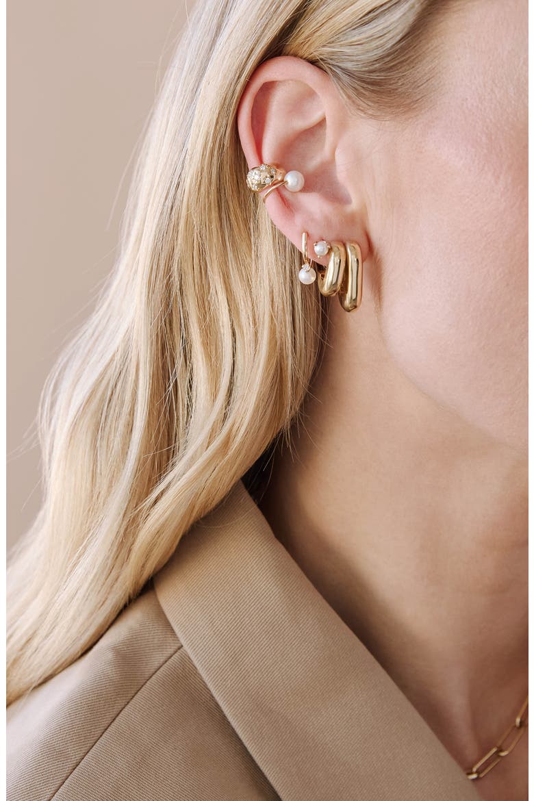 Reversible Cultured Pearl Cuff Earring, Alternate, color, 14K YELLOW GOLD