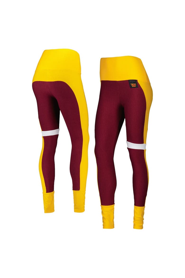 Women's KIYA TOMLIN Burgundy/Gold Washington Commanders Colorblock Tri-Blend Leggings, Main, color, Burgundy