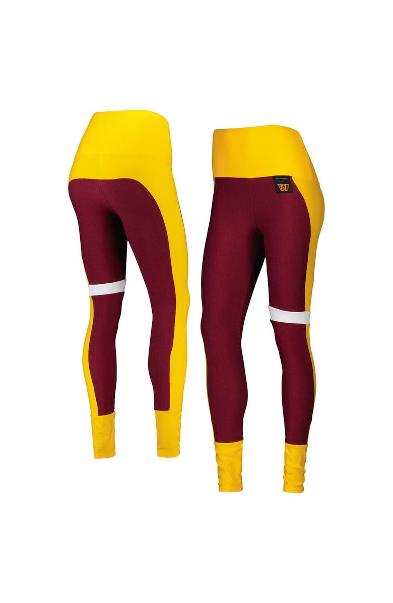 KIYA TOMLIN Women's KIYA TOMLIN Burgundy/Gold Washington Commanders Colorblock Tri-Blend Leggings, Main, color,
