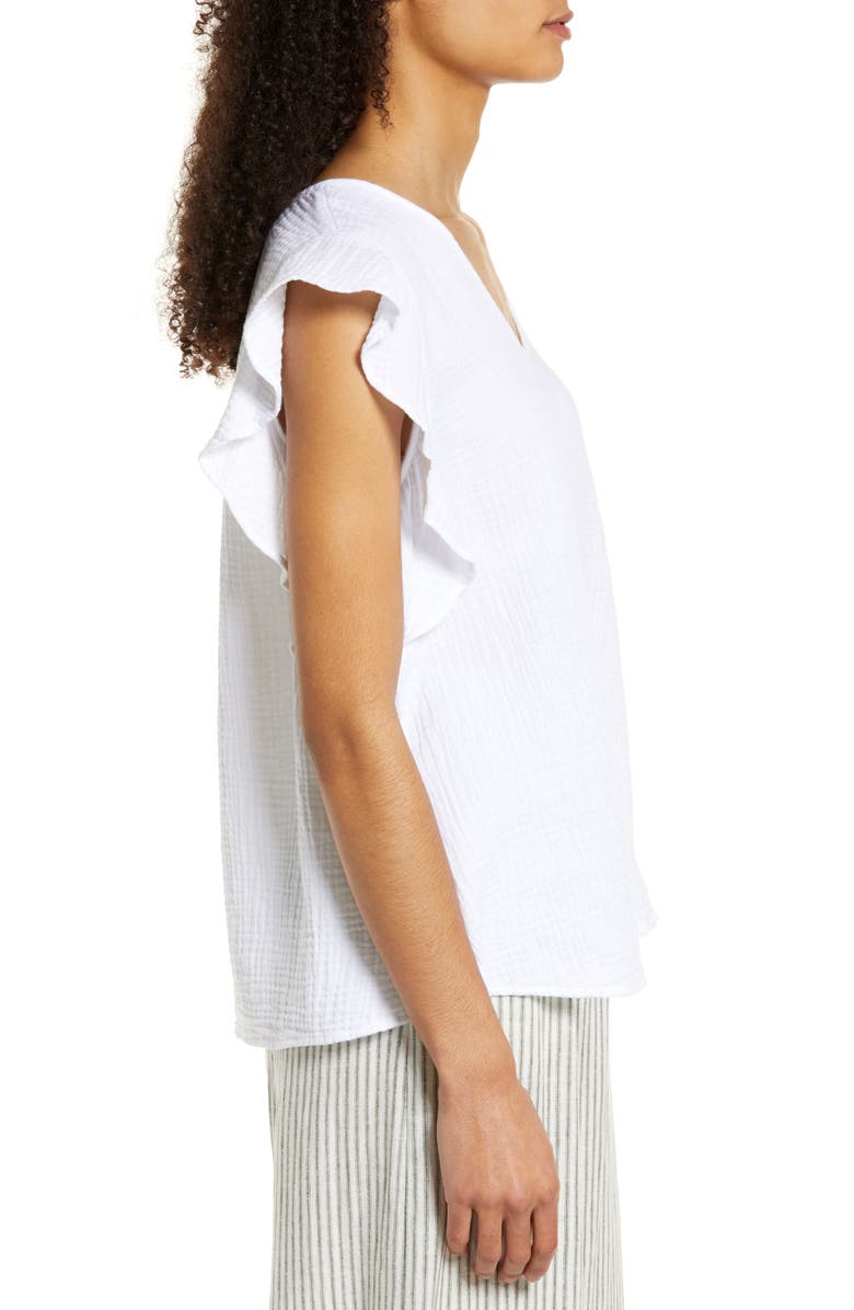 Caslon® V-Neck Ruffle Sleeve Top | Nordstromrack