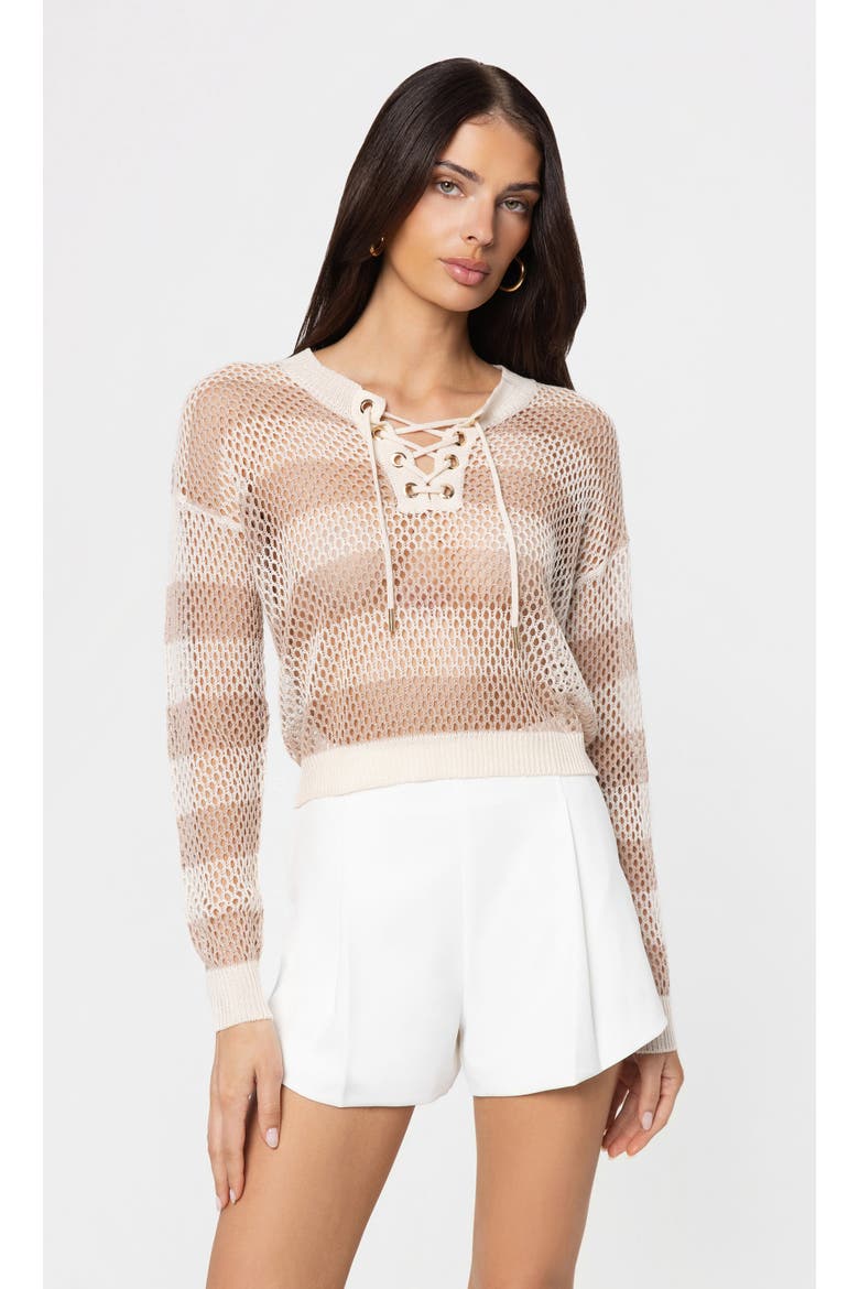 Samantha Stripe Sweater, Main, color, Cream/Champagne
