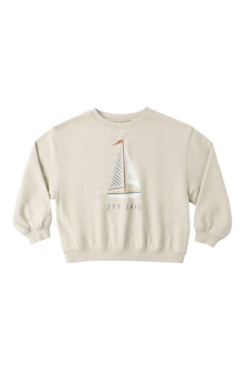 Set Sail Oversize Cotton Sweatshirt, Alternate, color, PEBBLE