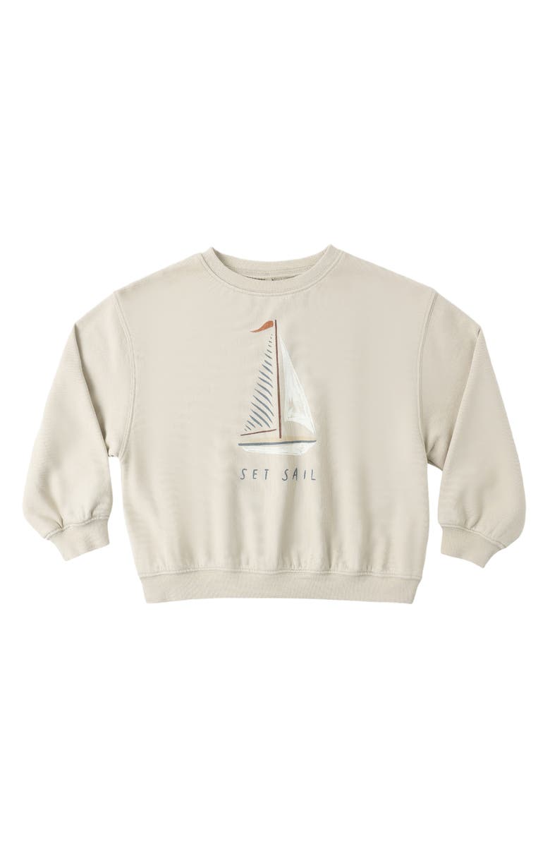 Rylee + Cru Set Sail Oversize Cotton Sweatshirt, Alternate, color, Pebble