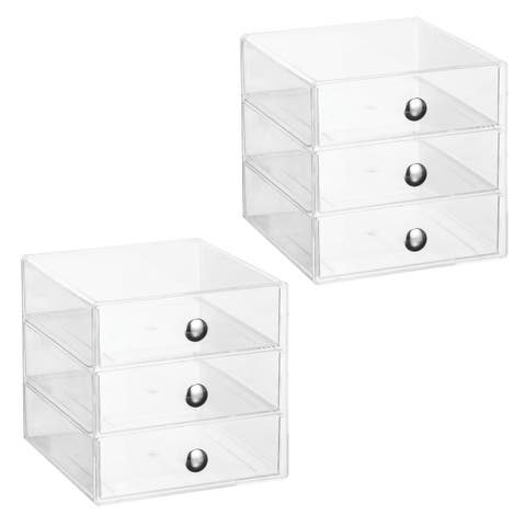 Stackable 3-Drawer Vanity Makeup Organizer - Set of 2 Clear