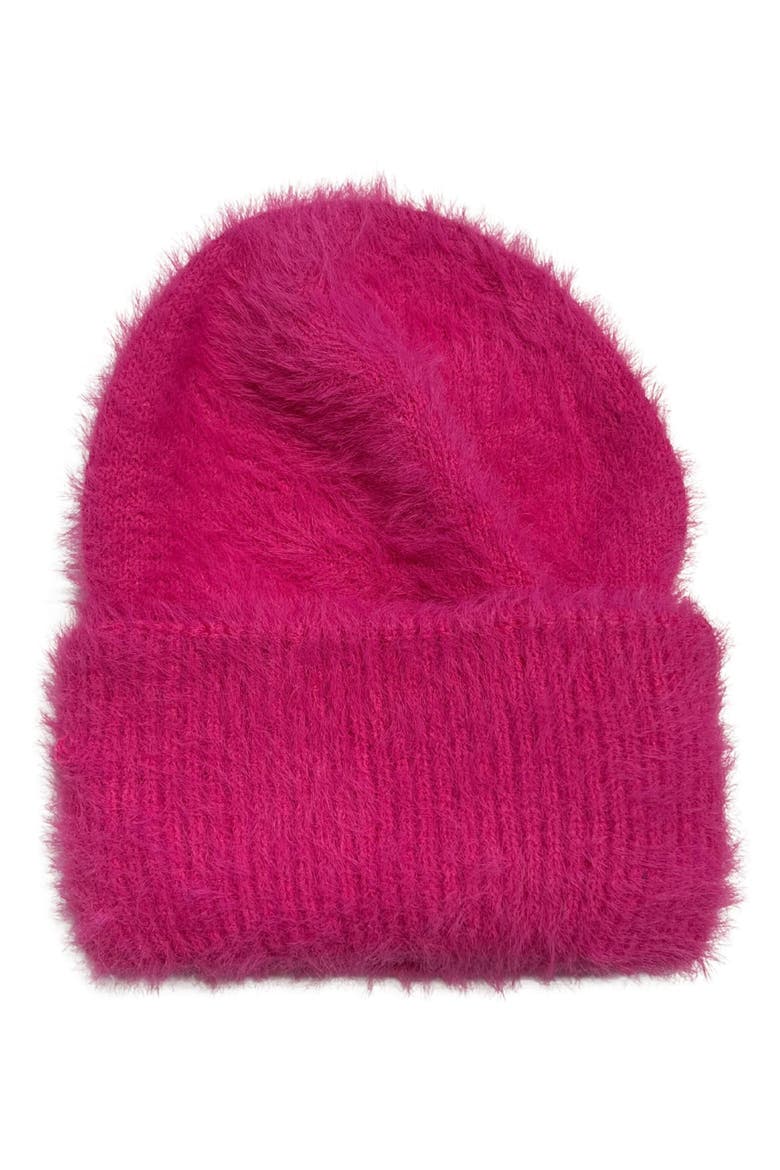 Eyelash Knit Cuffed Beanie, Main, color, HOT PINK