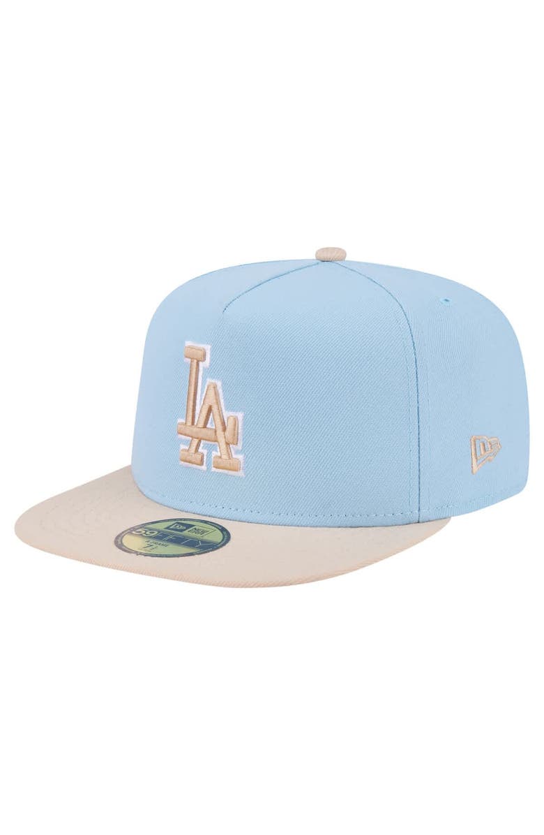 New Era Men's New Era Light Blue/Cream Los Angeles Dodgers Two-Tone Color Pack A-Frame 59FIFTY Fitted Hat, Main, color,
