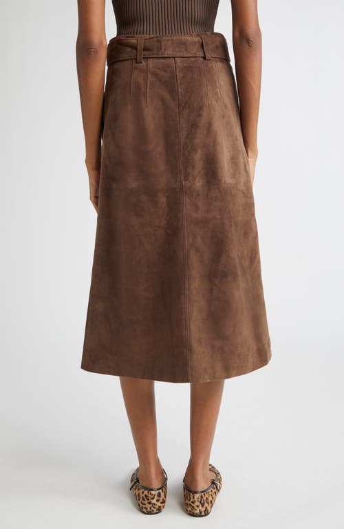Veronica Beard Alexie Suede Midi Skirt In Brown