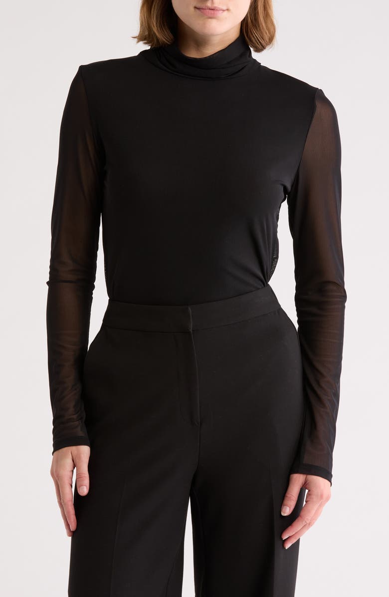 T Tahari Long Sleeve Turtleneck Mesh Top, Main, color,