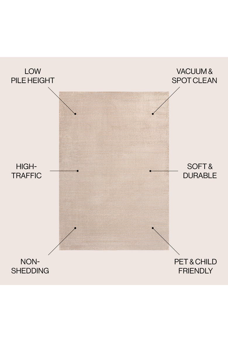 Cole Modern Minimalist Pinstripe High-Low Area Rug, Alternate, color, White/Gold